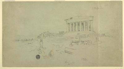 Dessin, Parthénon et Erectheion, Athènes, avril 1869 - Frederic Edwin Church