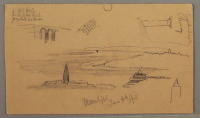 Dessin, plaines, études architecturales, 4 juin 1868 - Frederic Edwin Church