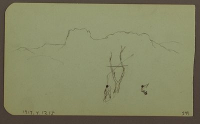 Dessin, paroi rocheuse, pilastre ; verso : paysage de montagne, figures, 1883 - Frederic Edwin Church