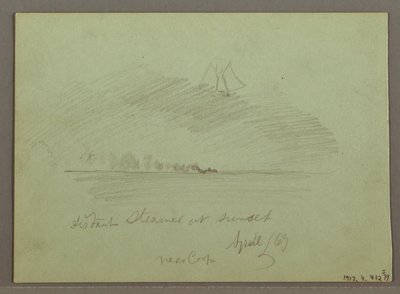 Dessin, Rochers devant la côte, Falaises rocheuses près de la côte, avril 1869 - Frederic Edwin Church