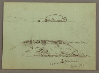 Dessin, Rochers devant la côte, Falaises rocheuses près de la côte, avril 1869 - Frederic Edwin Church