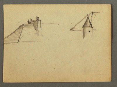 Dessin, toit avec cheminée, tourelle, peut-être 1868 - Frederic Edwin Church