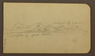 Dessin, montagne escarpée traversant une plaine ; verso : figures, paysage, 12 décembre 1884 - Frederic Edwin Church