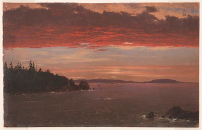 Dessin, péninsule de Schoodic depuis le mont Desert au lever du soleil, 1850-55 - Frederic Edwin Church
