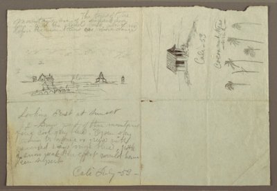 Dessin, Croquis de Calé, Colombie, juillet 1853 - Frederic Edwin Church
