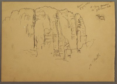 Dessin, Croquis de Petra, Jordanie, février 1868 - Frederic Edwin Church
