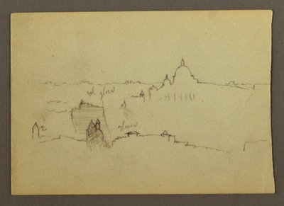 Dessin, Basilique Saint-Pierre vue du nord sur les collines et la ligne d