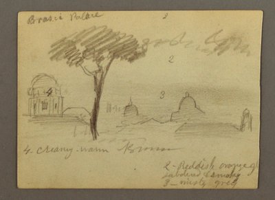Dessin, Basilique Saint-Pierre et Cité du Vatican (vue du nord), Rome, Italie, janvier 1869 - Frederic Edwin Church