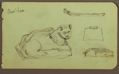 Dessin, statue de lion, esquif ; verso : statue de lion, décembre 1883 - Frederic Edwin Church