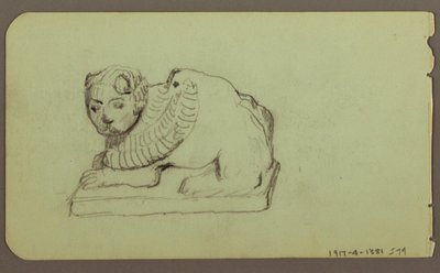 Dessin, statue de lion, esquif ; verso : statue de lion, décembre 1883 - Frederic Edwin Church