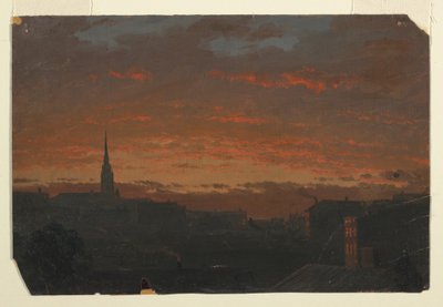 Dessin, Coucher de soleil à Hudson, New York, vers 1860 - Frederic Edwin Church