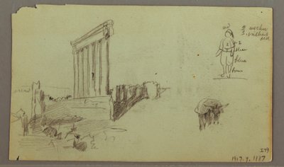 Dessin, Temple de Jupiter au lever du soleil, Baalbek, 7 mai 1868 - Frederic Edwin Church