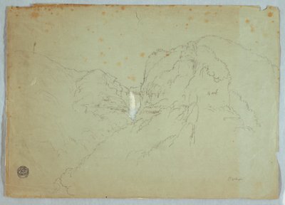 Dessin, chutes de Tequendama près de Bogata, Colombie, 1853 - Frederic Edwin Church