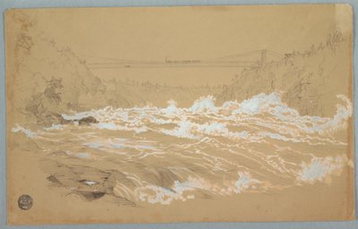 Dessin, The Gorge, Niagara, Looking Toward the Suspension Bridge, vers 1856-58 - Frederic Edwin Church