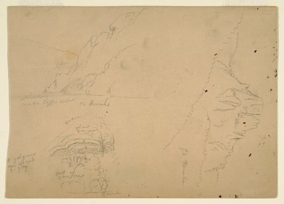 Dessin, Trois esquisses des rives montagneuses et escarpées du Danube, 1868 - Frederic Edwin Church