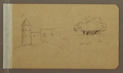 Dessin, tour, arbres, mars 1862 - Frederic Edwin Church