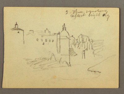 Dessin, bâtiments de la ville, peut-être 1868-69 - Frederic Edwin Church