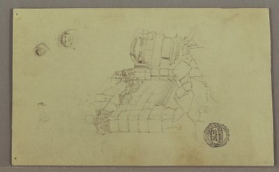 Dessin, deux têtes, ruines, peut-être 1868 - Frederic Edwin Church