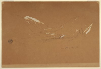 Dessin, vallée " près de Golling ", Autriche, 5 août 1868 - Frederic Edwin Church