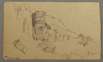 Dessin, vue sur Wady el-Arabah, 20 février 1868 - Frederic Edwin Church