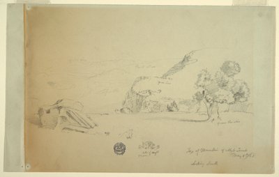 Dessin, vue de la colline à l