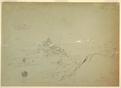 Dessin, vue de Sien dans la vallée du Rhône, août 1868 - Frederic Edwin Church