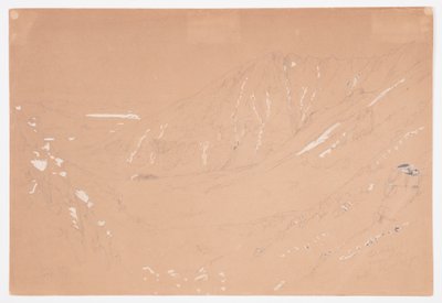 Dessin, Vue vers le Grand Bassin, Mont Katahdin, septembre 1877 - Frederic Edwin Church