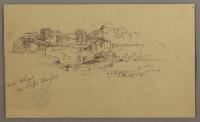 Dessin, roue à eau avec bassin dans un jardin, Jaffa, Palestine [Tel Aviv, Israël], mars 1868 - Frederic Edwin Church