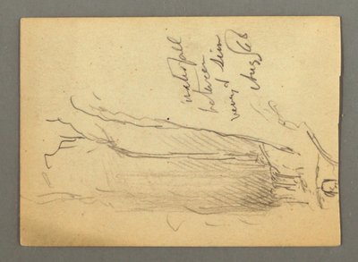 Dessin, cascade entre Veney et Sion, vallée du Rhône, Suisse, août 1868 - Frederic Edwin Church