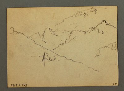 Dessin, cascade entre Veney et Sion, vallée du Rhône, Suisse, août 1868 - Frederic Edwin Church