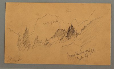 Dessin, sommets boisés, 27 juillet 1868 - Frederic Edwin Church