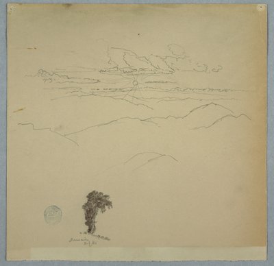 Paysage montagneux avec un coucher de soleil et un arbre, Jamaïque - Frederic Edwin Church