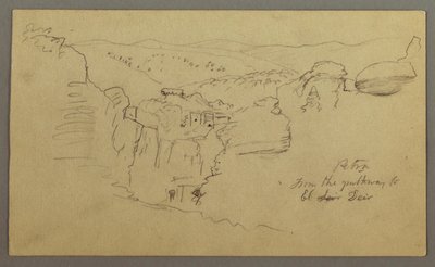 Croquis. Vue de Khirbet en Wasara "Petra / depuis le chemin vers / El Deir" - Frederic Edwin Church