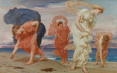 Jeunes filles grecques ramassant des galets sur la plage - Frederic Leighton