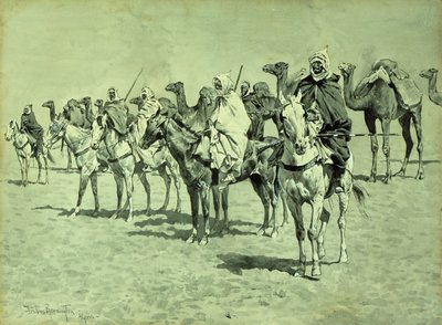Caravane au Sahara (pinceau, plume et encre) - Frederic Remington