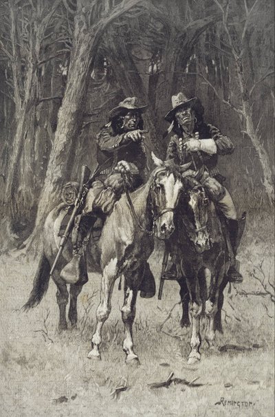Scouts cheyennes patrouillant dans les forêts du Nord canadien, Oklahoma - Frederic Remington