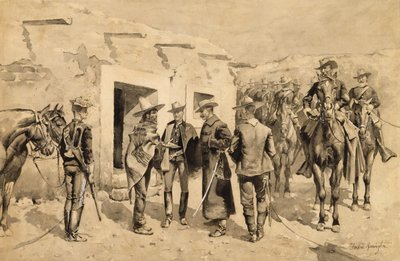 U. Cavalerie américaine chassant les hommes de Garza sur le Rio Grande - Frederic Remington