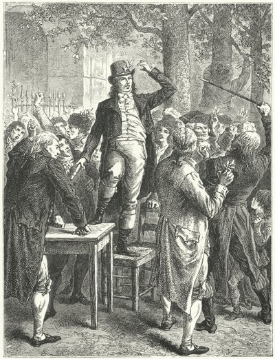 Discours de Camille Desmoulins dans le Jardin du Palais Royal, Paris - Frederic Theodore (after) Lix