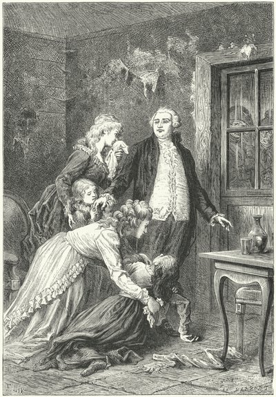 Louis XVI disant adieu à sa famille avant son exécution - Frederic Theodore (after) Lix