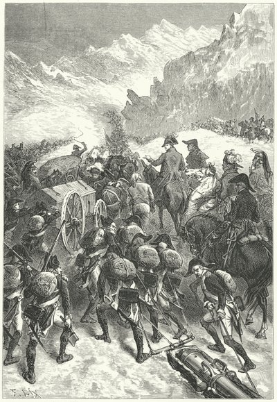 Napoléon menant son armée à travers les Alpes - Frederic Theodore (after) Lix