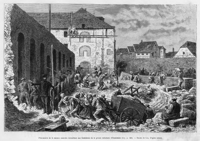 Prisonniers de la maison centrale travaillant aux fondations de la prison cellulaire d