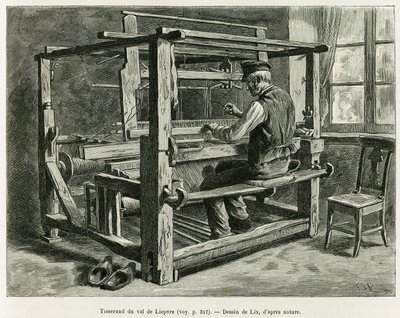 Tisserand de la vallée de Liepvre. Gravure de Lix, pour illustrer le récit À travers l