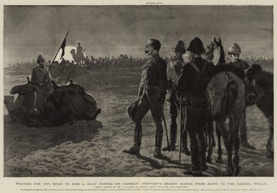 En attendant que la lune se lève, une halte pendant la marche dans le désert de Sir Herbert Stewart de Korti aux puits de Gakdul - Frederic Villiers