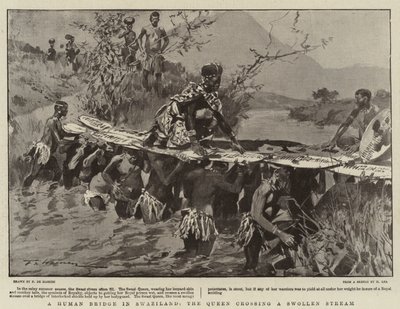 Un pont humain au Swaziland, la reine traversant un ruisseau gonflé - Frederic de Haenen