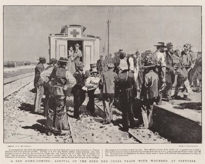 Un retour triste à la maison, arrivée du train de la Croix-Rouge boer avec des blessés à Pretoria - Frederic de Haenen
