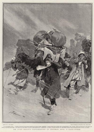 Exploration du Dr Sven Hedin en Asie centrale, une tempête de sable - Frederic de Haenen