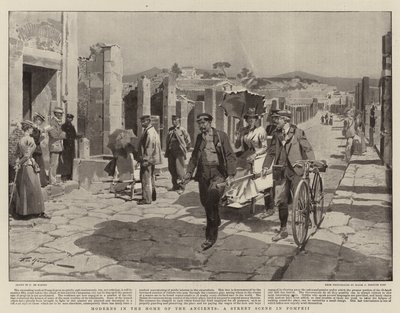 Les modernes chez les anciens, une scène de rue à Pompéi - Frederic de Haenen