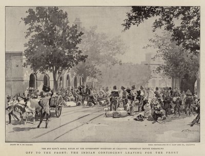 En route pour le front, le contingent indien partant pour le front - Frederic de Haenen