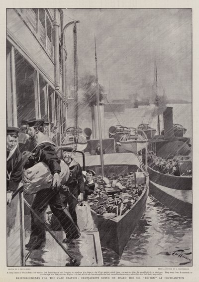 Renforts pour la station du Cap, marins embarquant à bord du SS Briton à Southampton - Frederic de Haenen