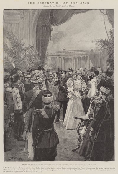 Le couronnement du tsar, arrivée du tsar et de la tsarine avec leur fille, la grande-duchesse Olga, à Moscou - Frederic de Haenen